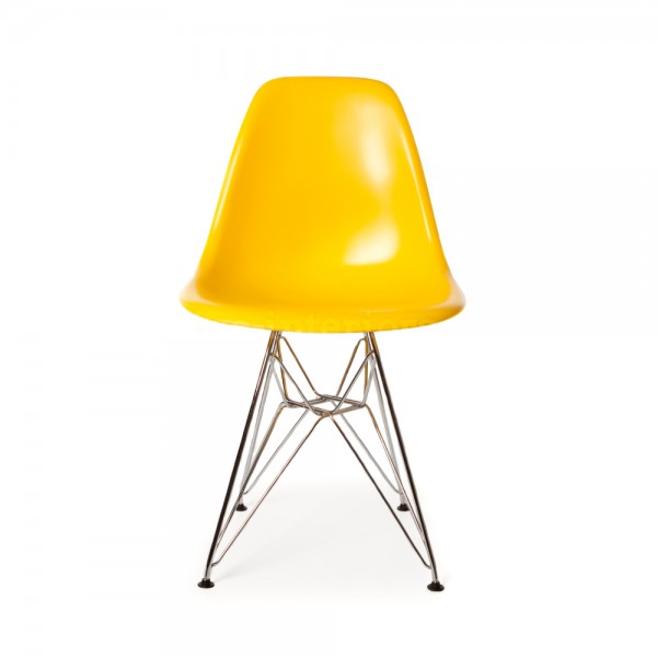 Silla Diseño Eames Amarillo con patas metálicas