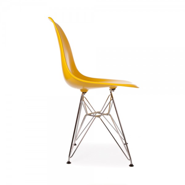 Silla Diseño Eames Amarillo con patas metálicas