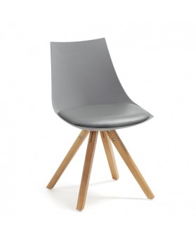 Silla Diseño Armonía Gris patas madera natural