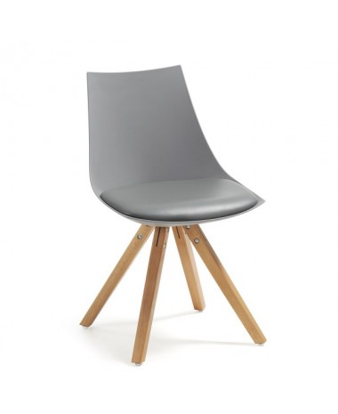 Silla Dise&ntilde;o Armon&iacute;a Gris patas madera natural