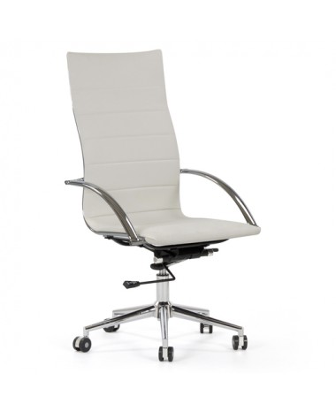 Silla direcci&oacute;n Oxford ecopiel blanca respaldo alto