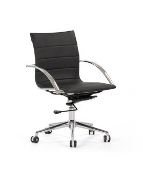 Silla direcci&oacute;n Oxford ecopiel negra respaldo bajo