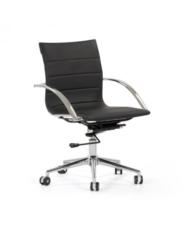 Silla direcci&oacute;n Oxford ecopiel negra respaldo bajo