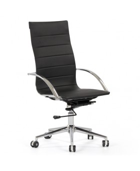 Silla direcci&oacute;n Oxford ecopiel negra respaldo alto