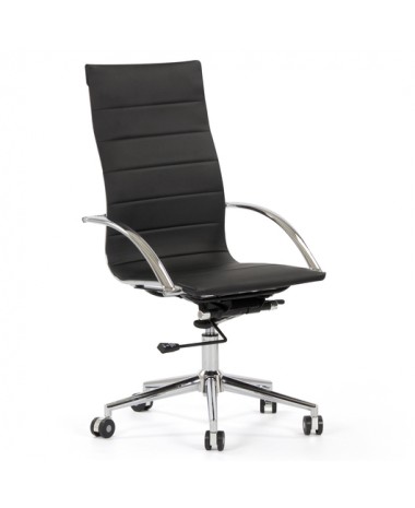 Silla direcci&oacute;n Oxford ecopiel negra respaldo alto