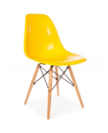 Silla Dise&ntilde;o Ims Amarillo con patas de madera